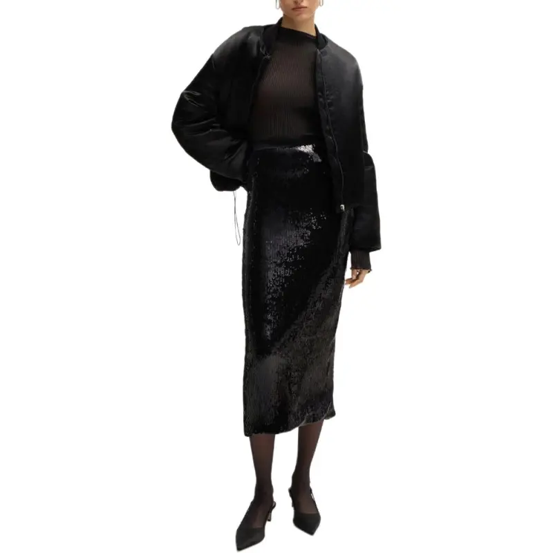 HUGO BOSS Casual Long Skirt Women's Black-1