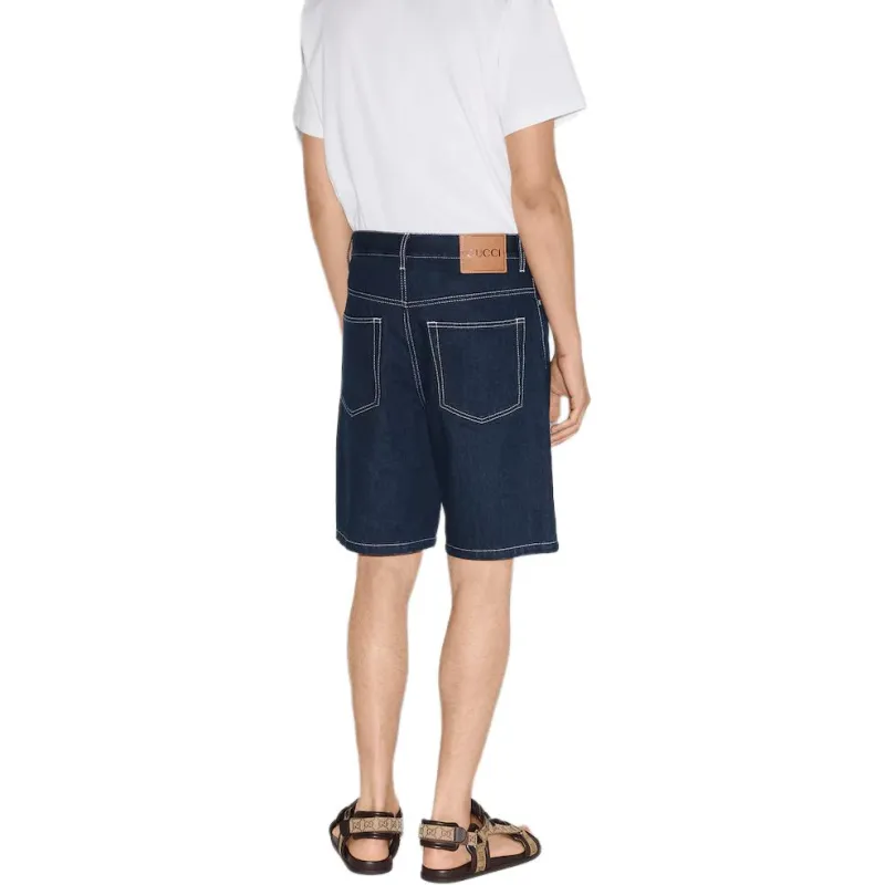 GUCCI Logo Detailed Denim Shorts-2