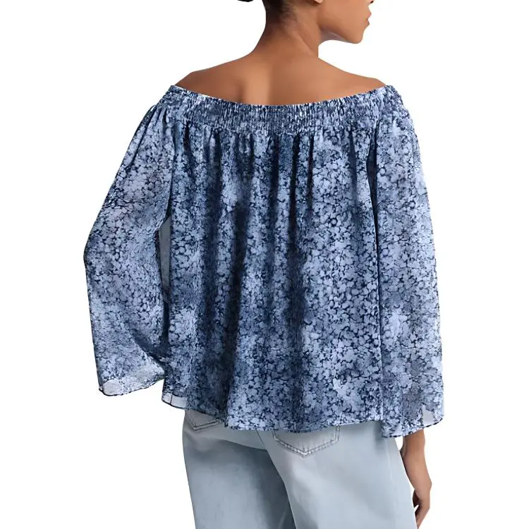 MICHAEL KORS Tie-Dye Floral Georgette Off-the-Shoulder Top-1