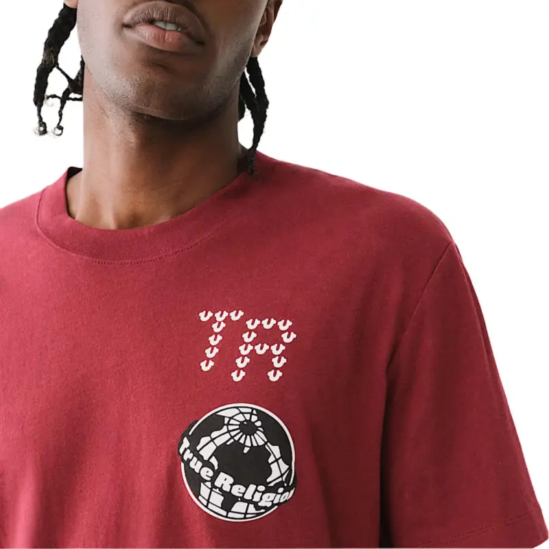 TRUE RELIGION T-Shirt Men's Red Wood Color-3