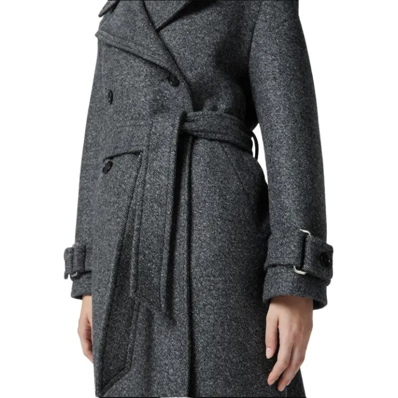 PINKO Double Breasted Tie Fastened Trench Coat-4