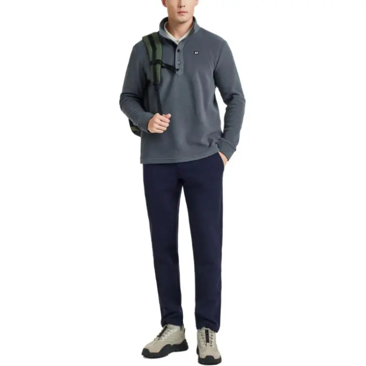 AIGLE Velvet feel Coat Men's Rock Gray Blue-2
