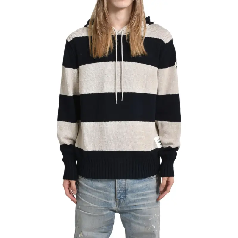 Moncler Striped Drawstring Knitted Hoodie-4