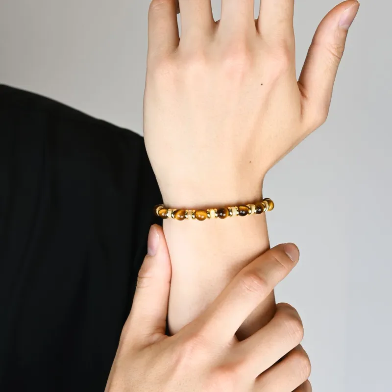 DRAGON LI Yellow Tiger's Eye Stone Bracelets Unisex-4