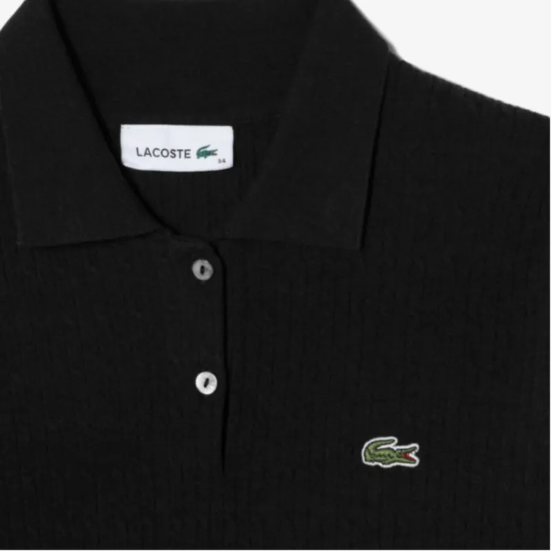 LACOSTE Short Sleeved Dress Women's Black-3