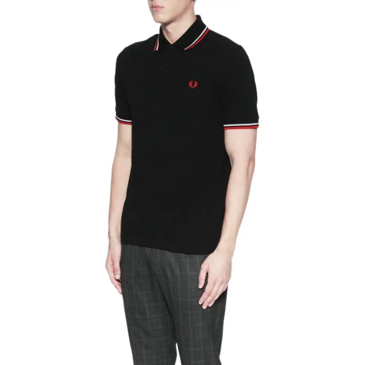 FRED PERRY Polo Shirt Unisex Black Red White Frame-4