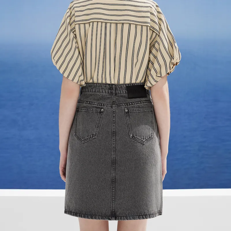 DKNY Denim Short Skirts Women's Dark Gray-4