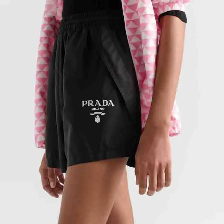PRADA Logo Printed Elastic Waist Shorts-4
