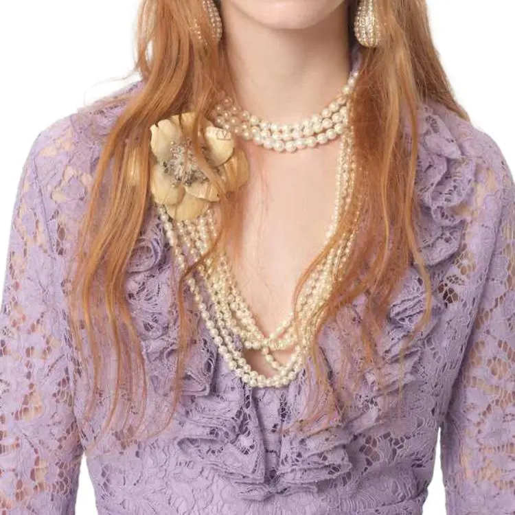 Valentino FW24 Long Sleeved Dresses Women's Purple-4