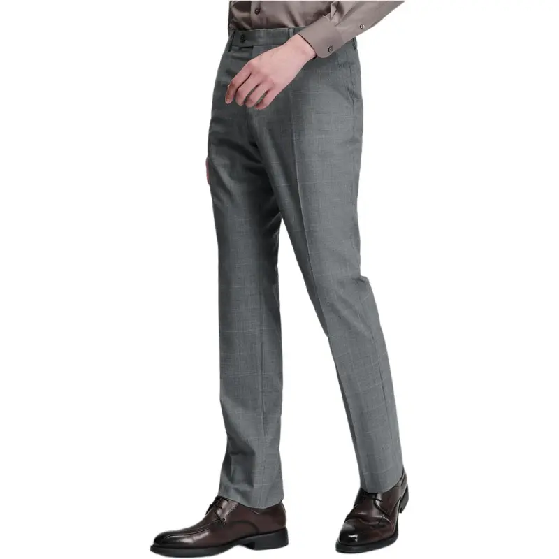 SAINT ANGELO Suit Trouser Men's Gray Base With White Blue Double Line Clear Plaid-3