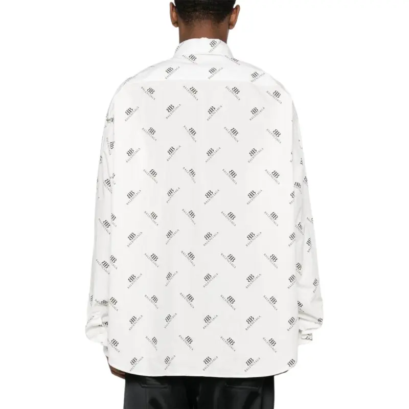 Balenciaga Allover Bb Logo Printed Long Sleeved Shirt-3