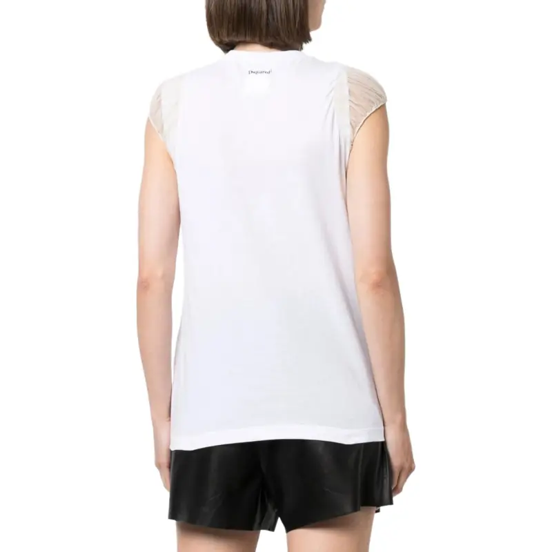 DSQUARED 2 Slogan Print Cap Sleeved T Shirt-3