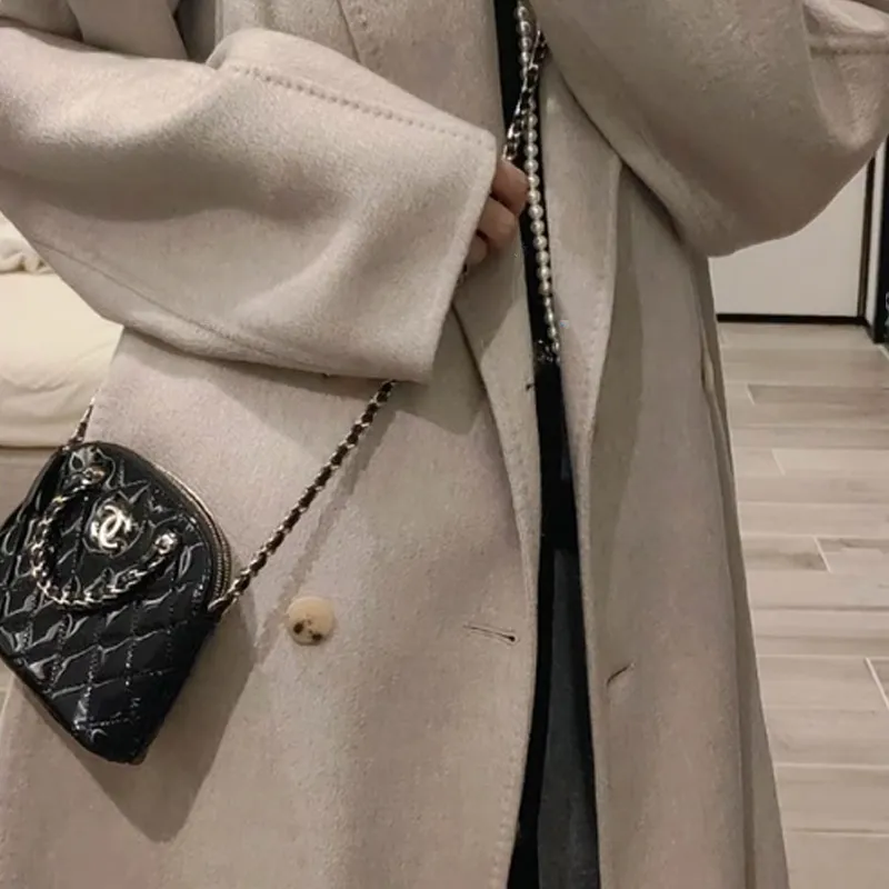 CHANEL Bright Lambskin Dome Bag, Handbag, Shoulder Bag, Crossbody Bag Women's Black-5