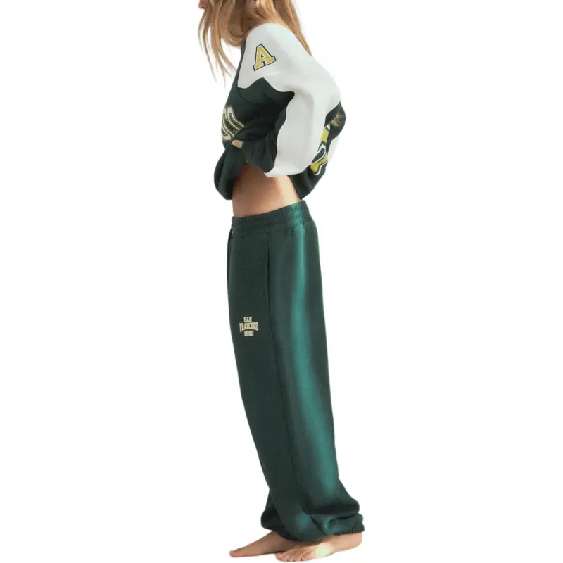 ZARA Knitted Sports Pants Women's Green-3