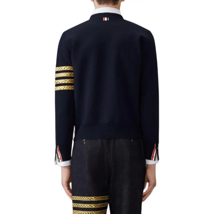 THOM BROWNE Graphic Embroidered V Neck Cardigan-3
