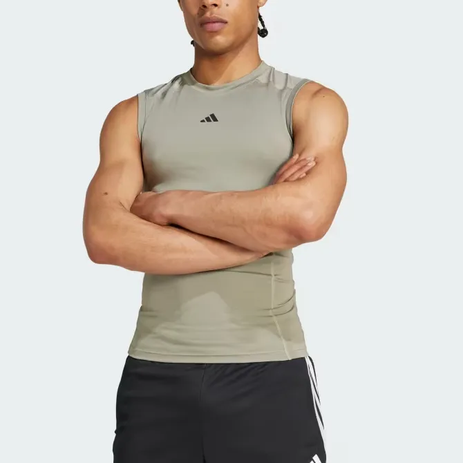 Adidas Free Shipping With AdiClub Techfit Compression Training Sleeveless Tee-1