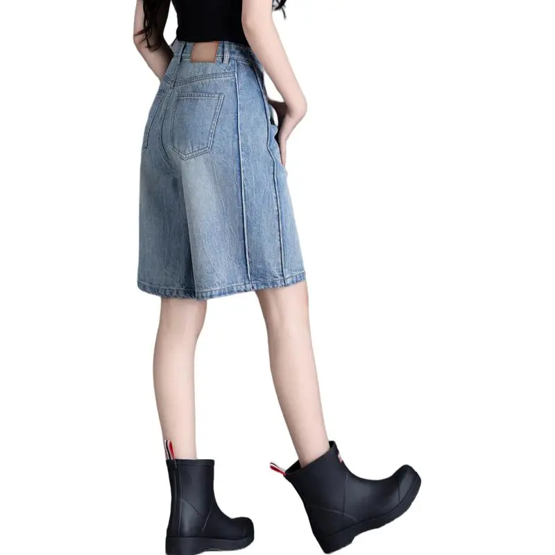You Cow Me Pants Denim Shorts Women's Jade Sea Blue-15
