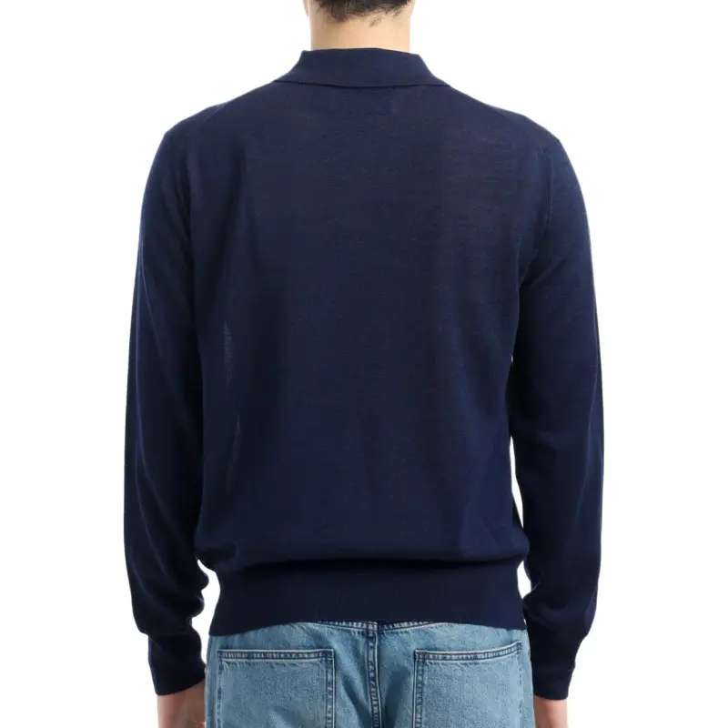 Ami Long Sleeved Knitted Polo Shirt-1