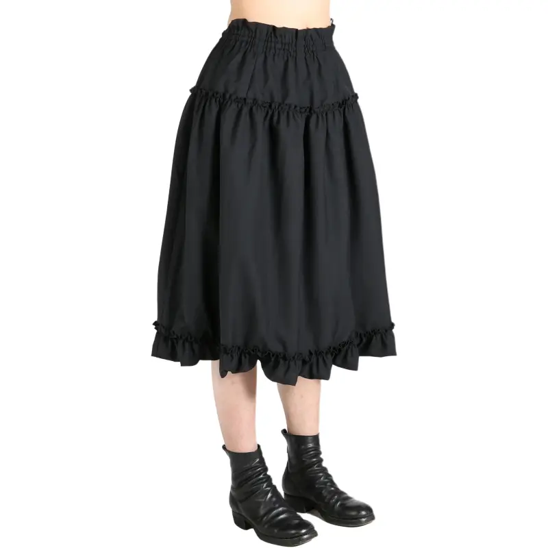 Comme Des Garcons Black Vintage Lace Trim Skirt Black-3