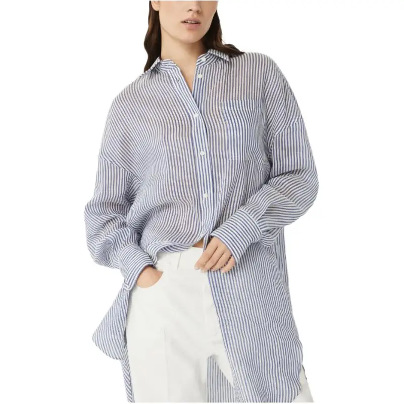 Brunello Cucinelli Monili Trim Striped Long Shirt-2