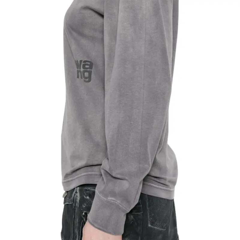Alexander Wang Essential Puff Logo Jersey Long Sleeve Tee Washed Asphalt-4