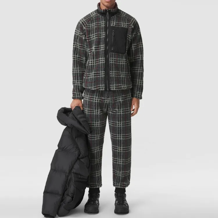 Burberry Dimitri Fleece Check Pants Dark Charcoal-1