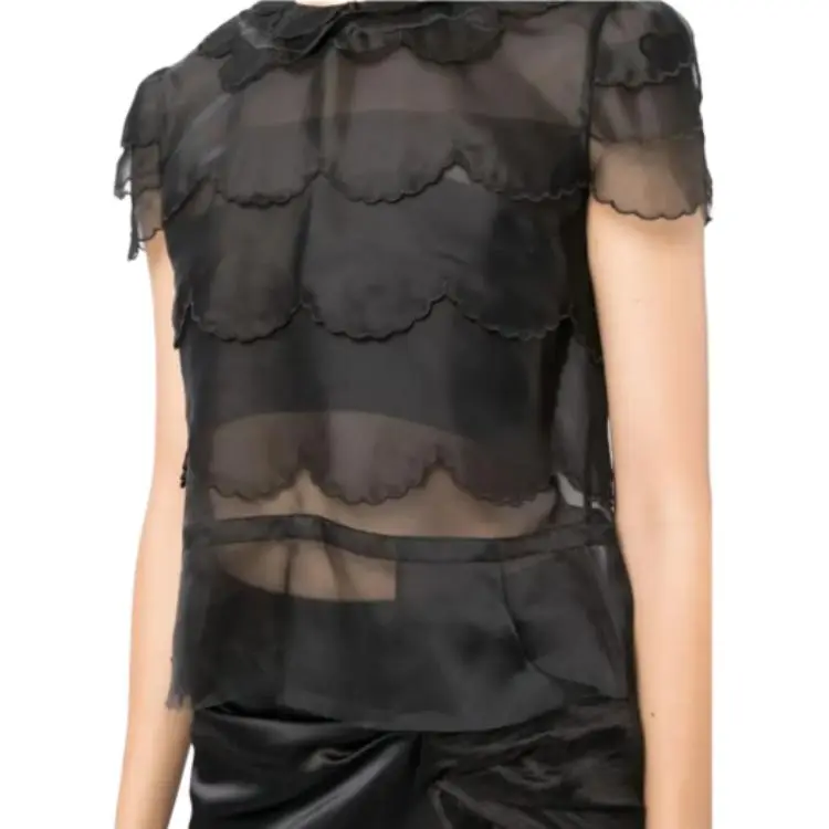 Maison Margiela Four Stitch Semi Sheer Ruffled Blouse-2