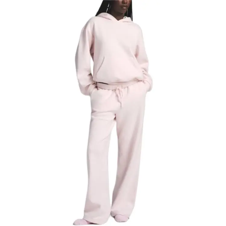 SKIMS COTTON FLEECE CLASSIC HOODIE Sweatshirt Women's BARELY PINK/Light Pink-2