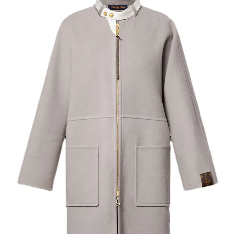LOUIS VUITTON Leather Collar Double Face Coat-1