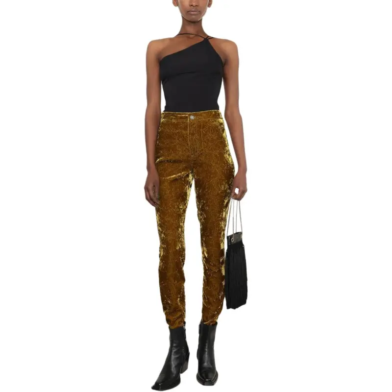 SAINT LAURENT Velvet effect Slim cut Trousers-2