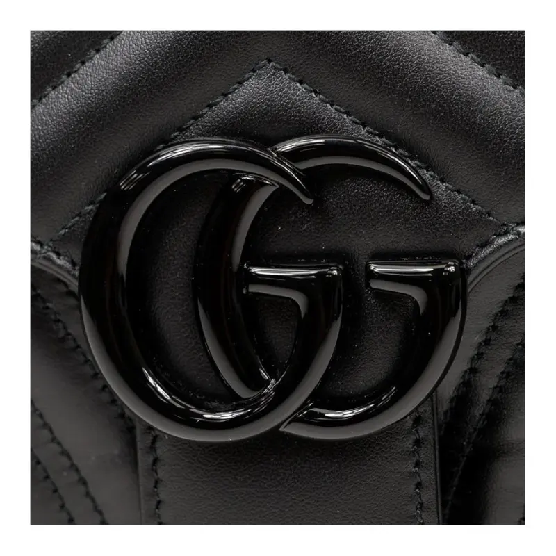 GUCCI GG Marmont Leather Shoulder Bag Crossbody Bag Small Size Women's Black-5