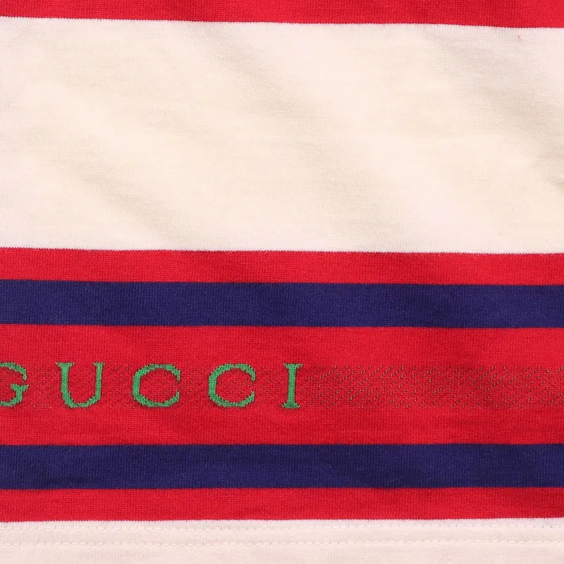 GUCCI Polo Shirt Men's Red White Stripes-5