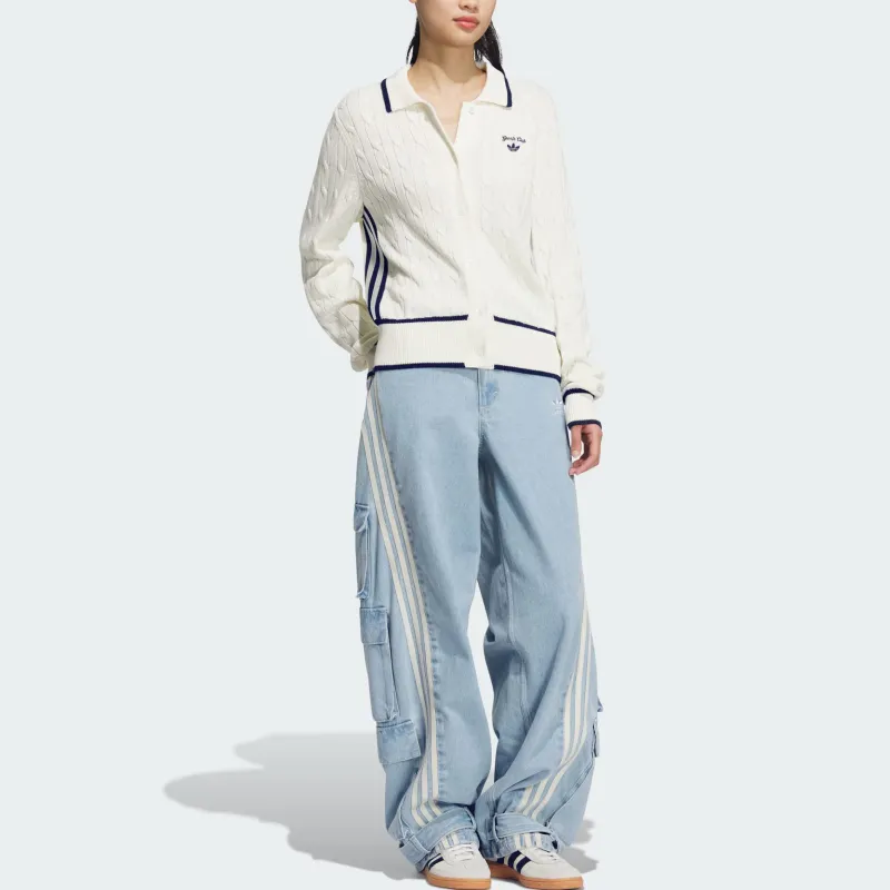 Adidas Originals RETROCARDIGAN SS25 SPORTY CLUB Knitwear Women's Jade White-1