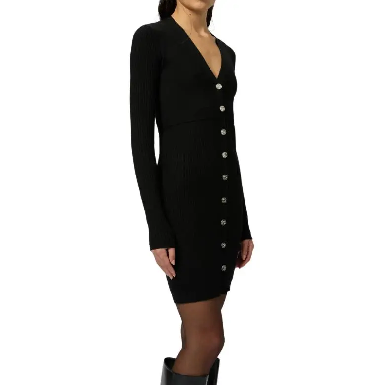 PINKO Long Sleeved V Neck Knitted Dress-4