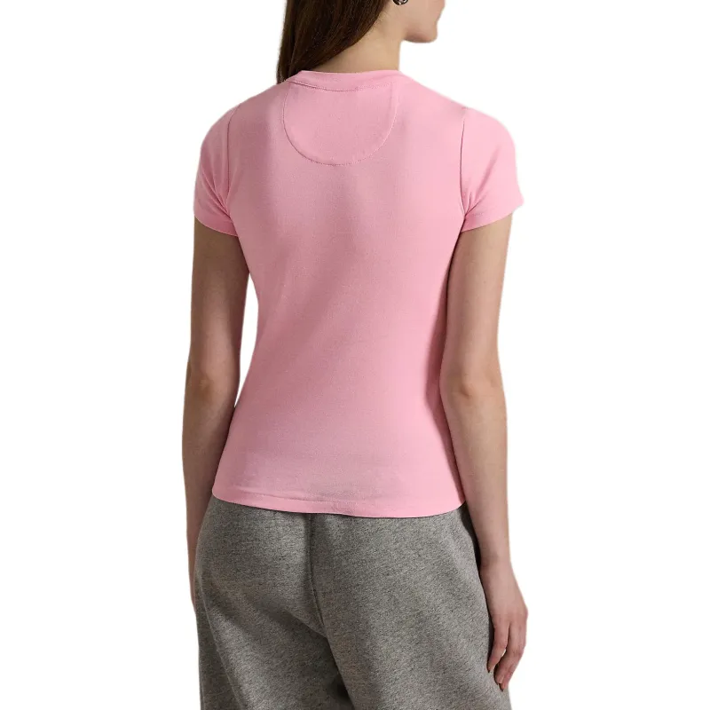 Polo Ralph Lauren Logo Pony Round Neck Pullover Slim Fit Short Sleeved T Shirt Women's Pink-2