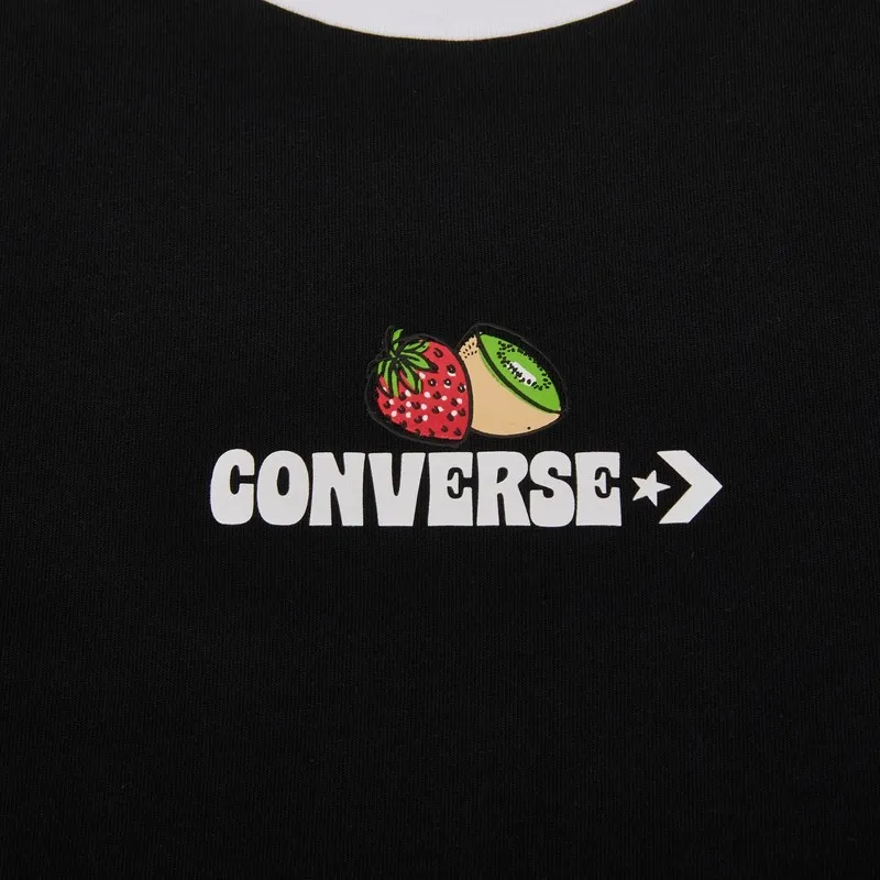 Converse Drop Shoulder Sleeve T Shirt Women's Black-3