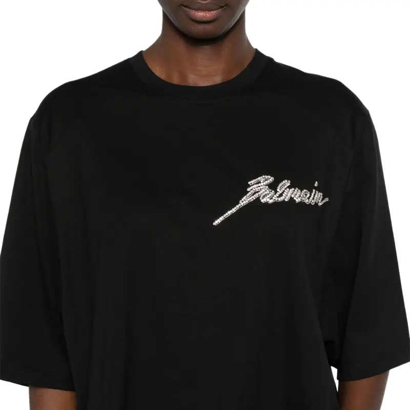 BALMAIN Crystal embellished T shirt-4