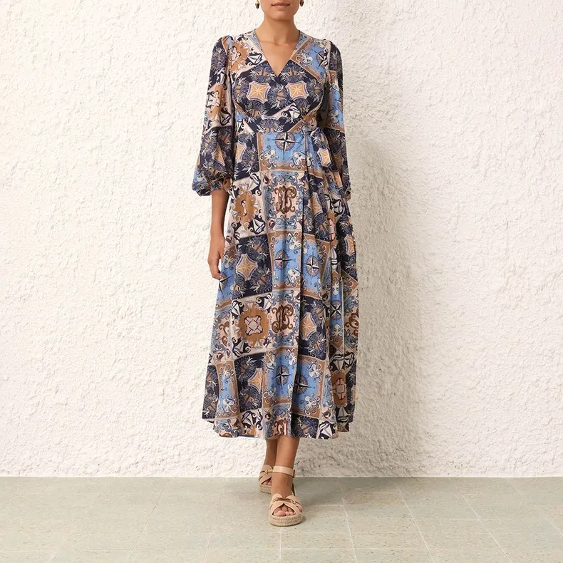 Zimmermann SS24 Long Sleeved Dress Women's Multicolor-1