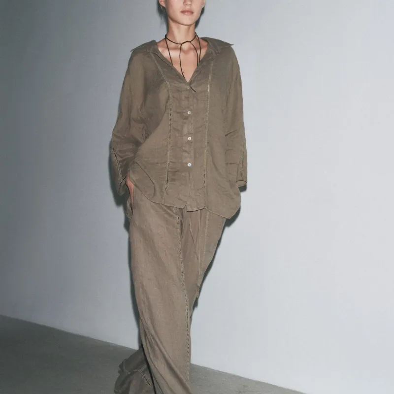 ZARA ZW Series Shirt Women's Brown/Dark Taupe-6