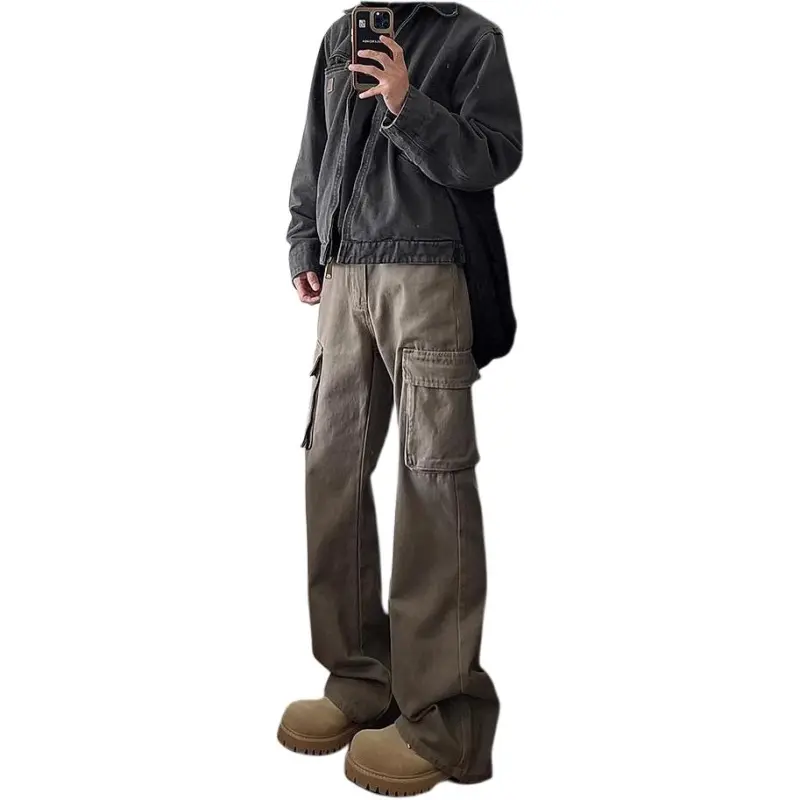 DUATOGE Casual Pants Men Brown -4