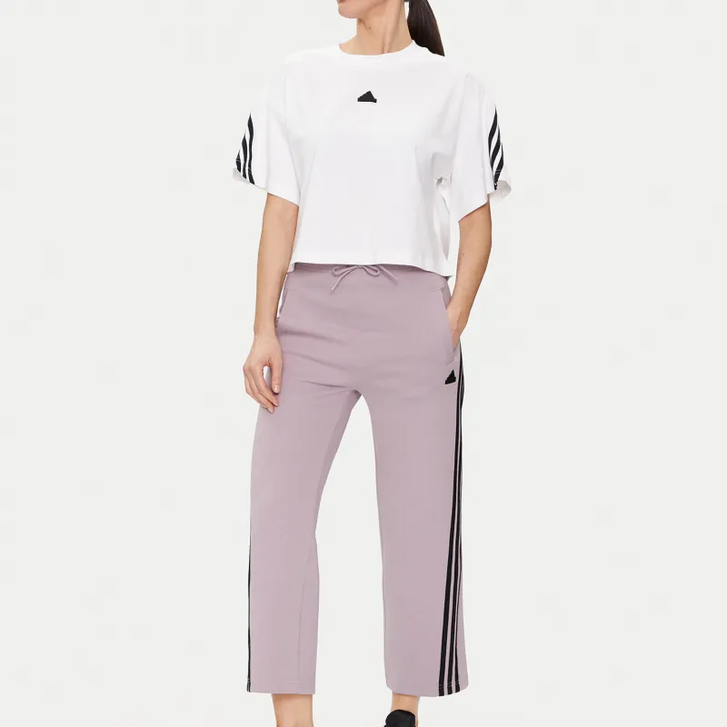 Adidas Future Icons 3 Stripes Open Hem Joggers Knitted Sweatpants Women's Light Purple-5