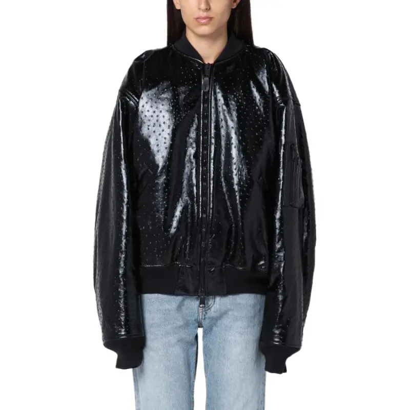 Balenciaga Leather Bomber Jacket-3