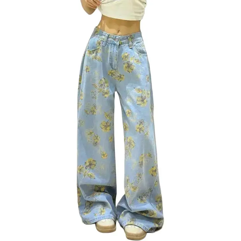 Concubine Zhu Jeans Women's Blue Floral-1