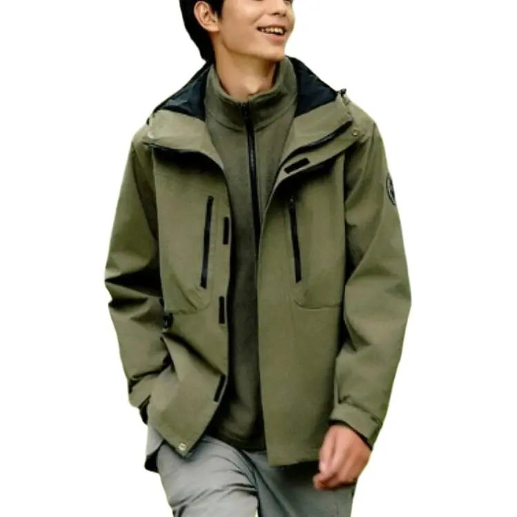 Skechers Hiking Waterproof And Windproof To Keep Warm Windbreaker Jacket Men's Khaki Green-2
