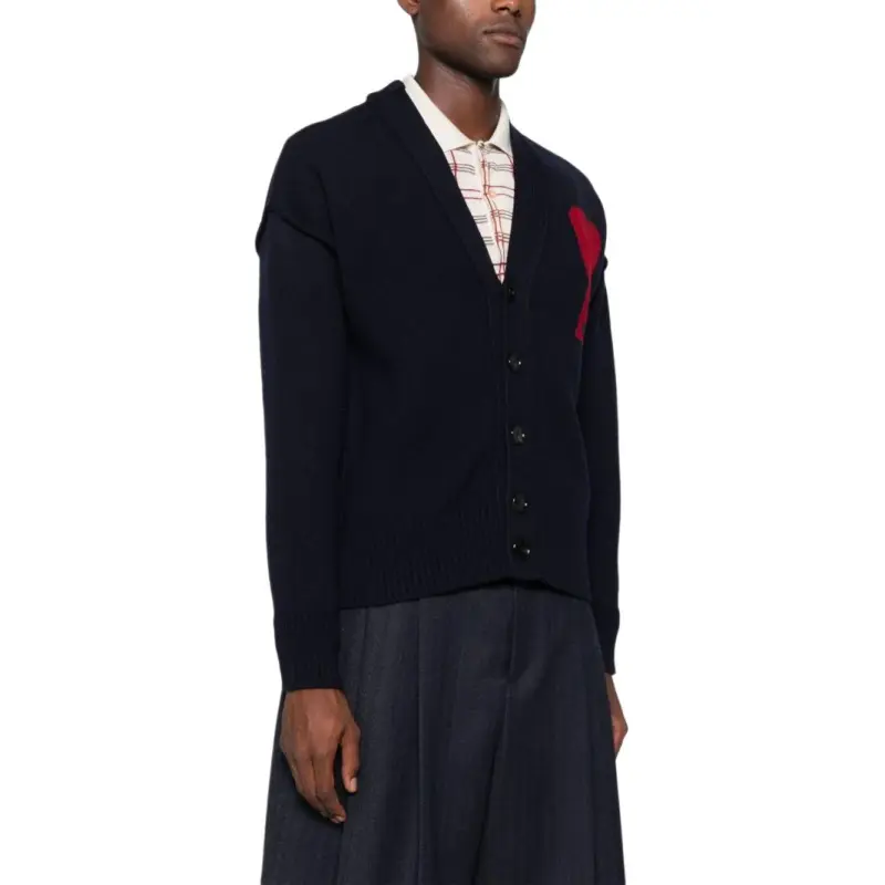 AMIPARIS Paris Ami De Coeur Logo Detailed V Neck Cardigan-3