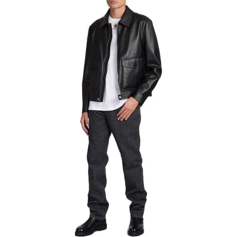 BALLY Zipped Leather Jacket-1