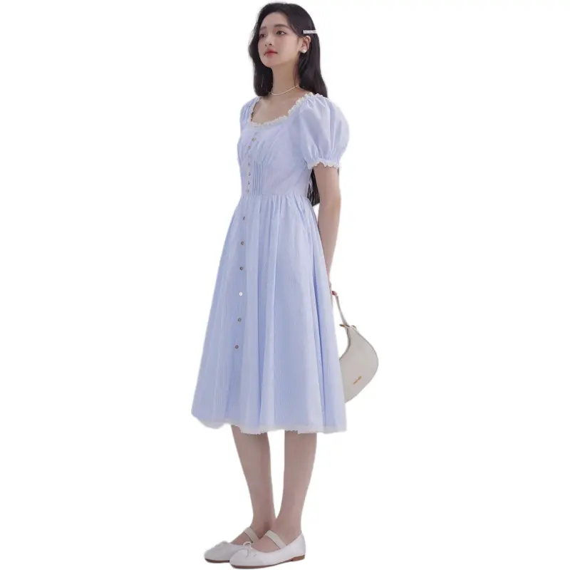 DEAR DEER PUFF Short-Sleeved Dresses Women's Stripes-7