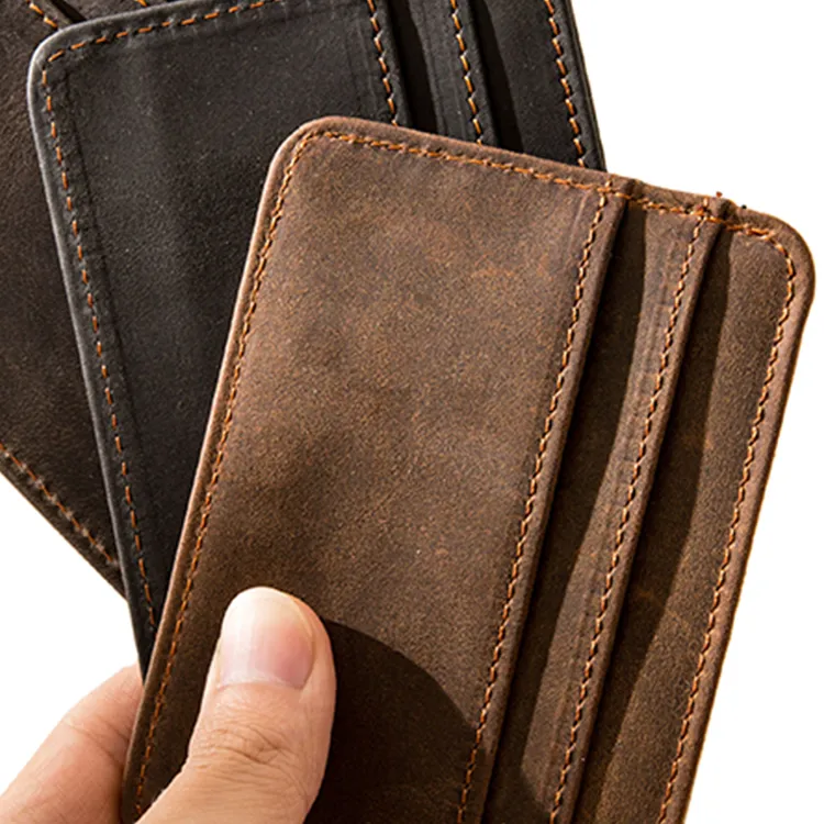 Back Step Cow Leather ID Card Holder Regular Unisex Camel/Dark Brown/Black-2