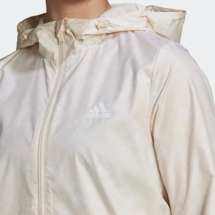 Adidas Allover Print Windbreaker Jackets & Coats Women's White-4