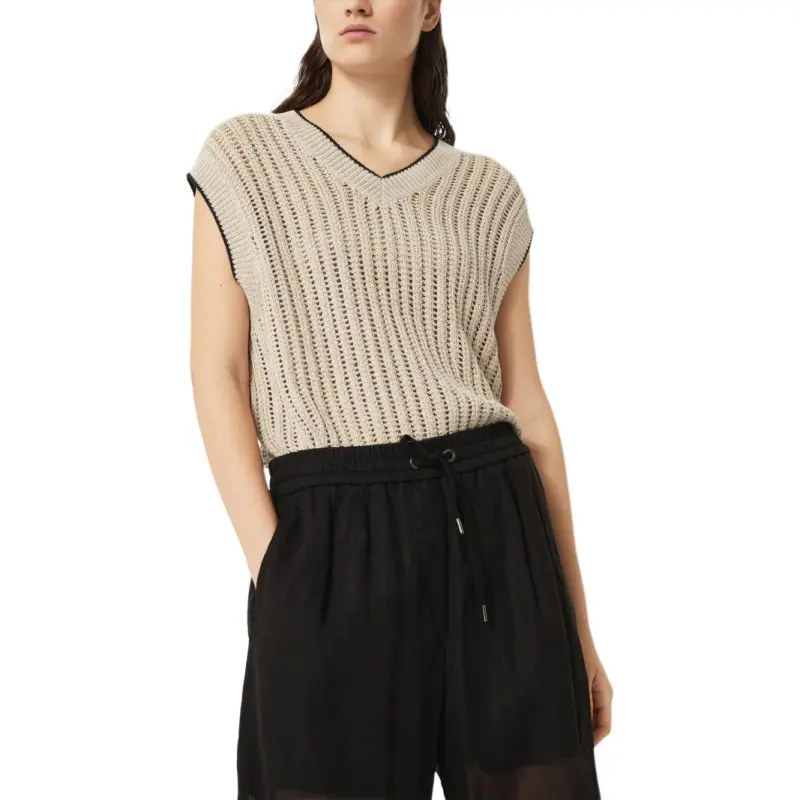 Brunello Cucinelli Embellished Openwork Rib Sweater Vest-2